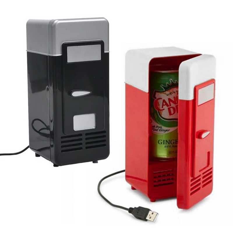 tongzhou Réfrigérateur USB LED Mini réfrigérateur USB Réfrigérateur USB Boissons Canettes de Boisson Réfrigérateur et Chauffage Noir 